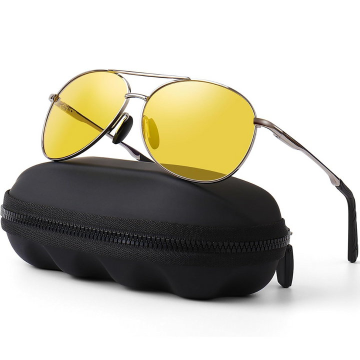 Heren aviator zonnebril, gepolariseerd, UV400. Perfect voor rijden, sport & dagelijks gebruik. Stijlvolle oogbescherming.