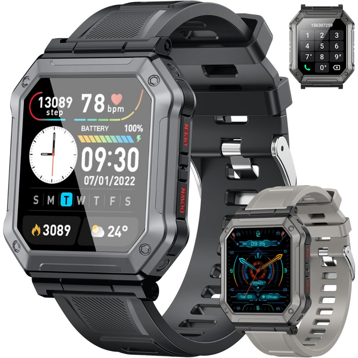 Duurzame heren fitness horloge, waterdicht en schokbestendig, met lange batterijduur voor dagelijks gebruik.