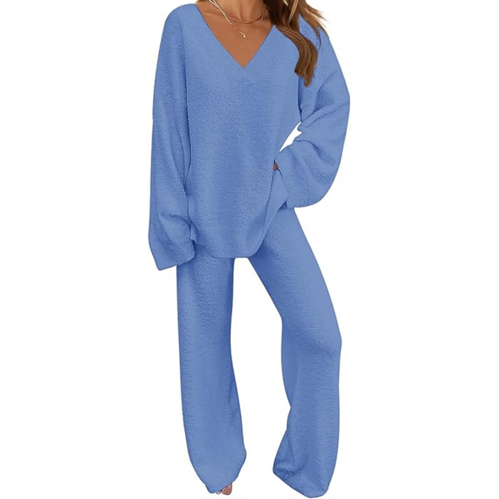 Winterse dames fleece lounge set voor maximale warmte en comfort. Ideaal als trendy relaxkleding of huispak.
