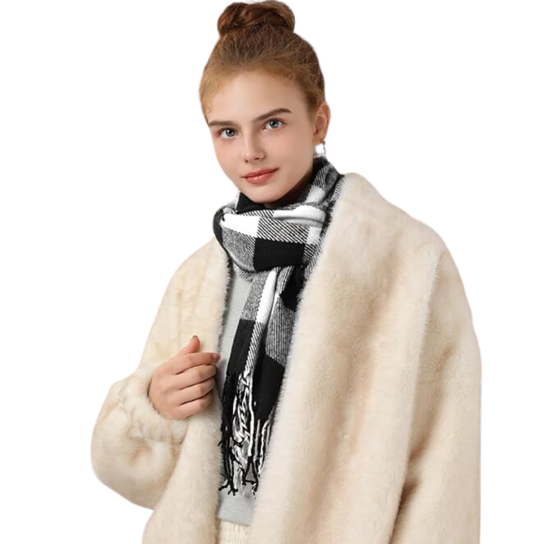 Stijlvolle dames wintersjaal van kasjmier. Een warm en elegant accessoire.