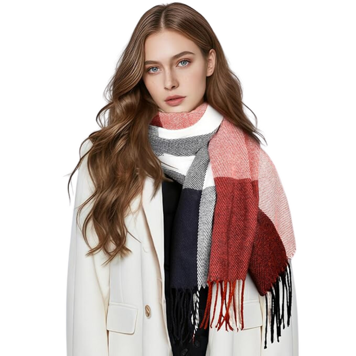 Zachte kasjmier wintersjaal Martha voor dames. Warm, comfortabel & stijlvol winteraccessoire.