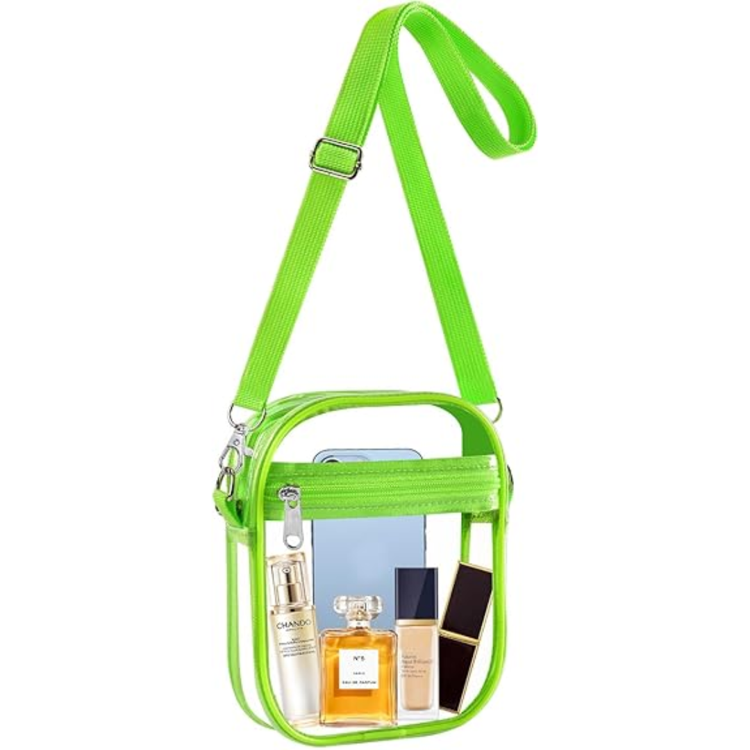 Modebewuste transparante crossbody tas voor dames, geschikt voor elk groot evenement.