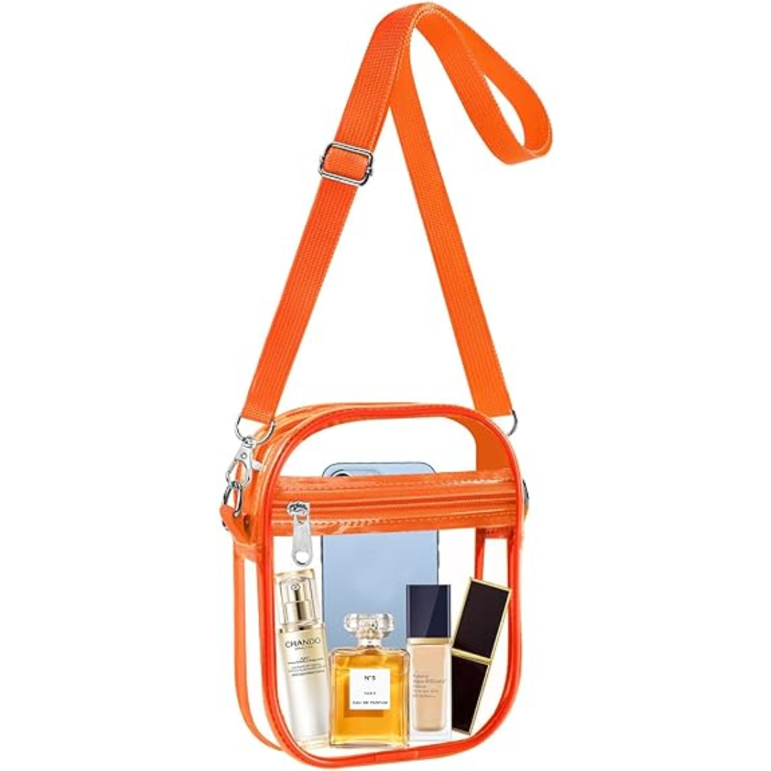 Transparante PVC dames tas met verstelbare band, goedgekeurd voor stadions.