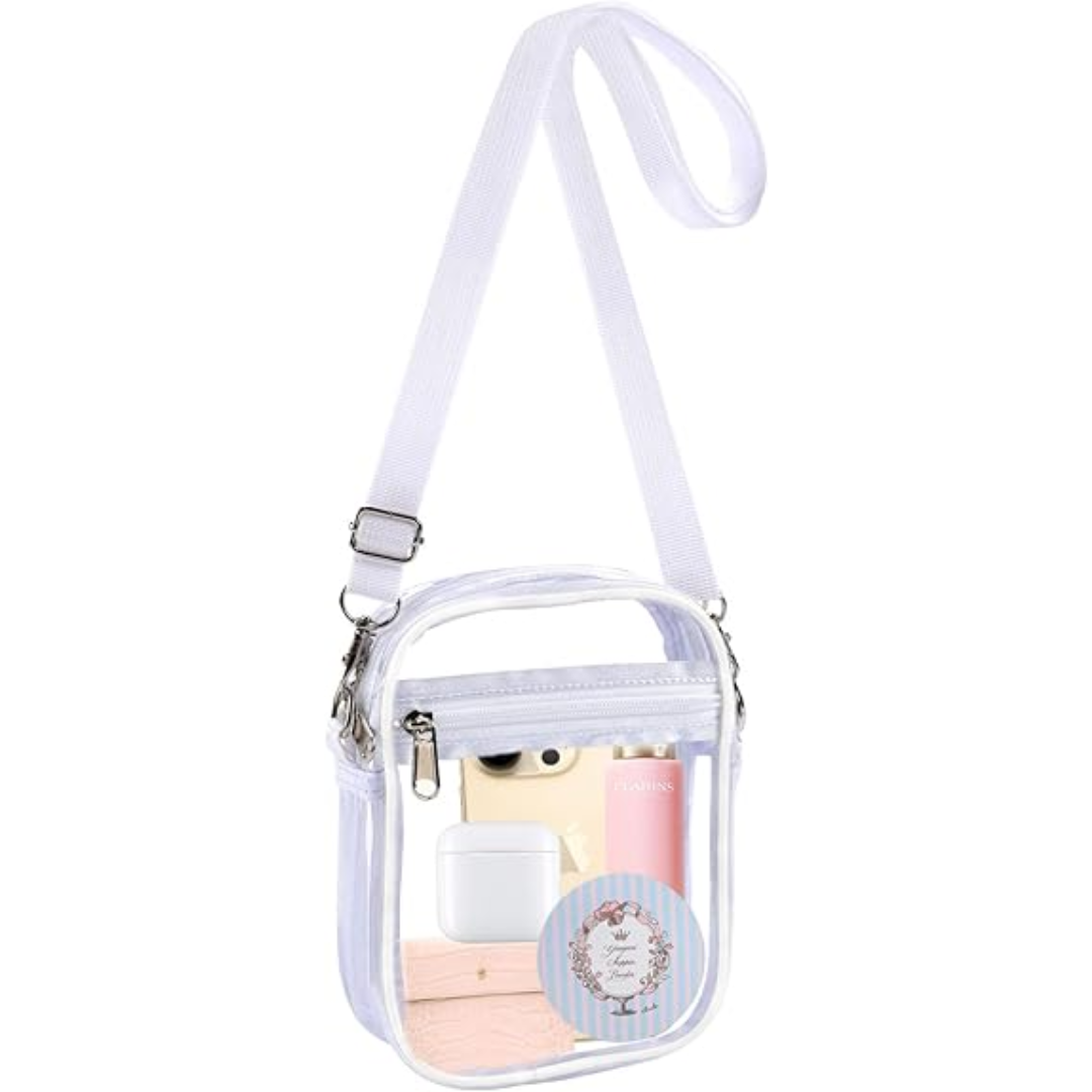 Stadion goedgekeurde PVC crossbody tas dames, ideaal voor veilig sportevenement bezoek.