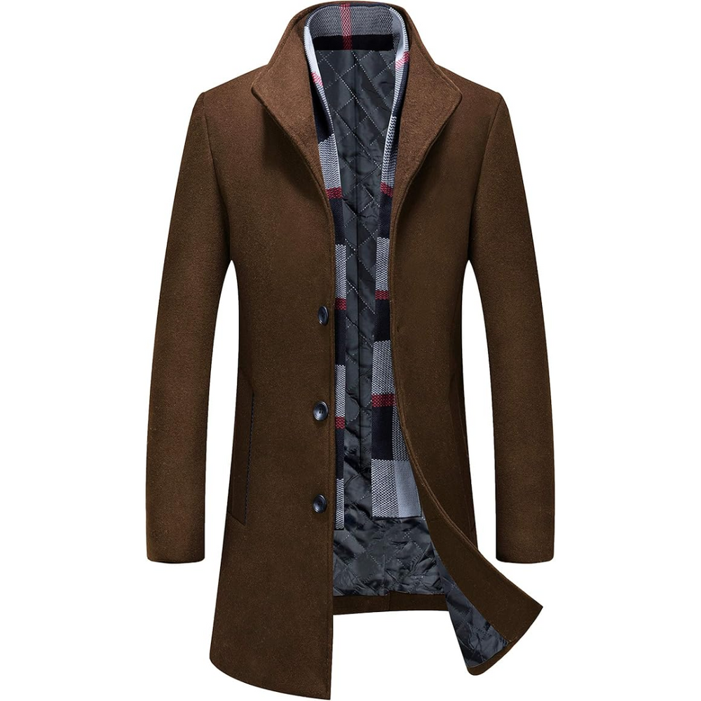 Klassieke zwarte heren trenchcoat, verfijnde winterjas voor zakelijke of casual mode.