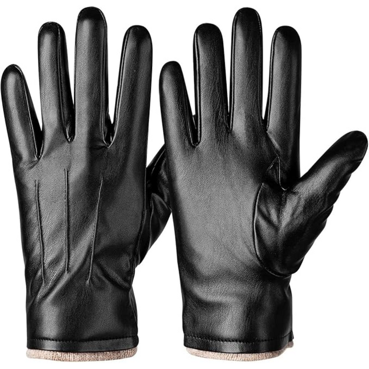 Heren winter touchscreen handschoenen Mason van warm PU-leer; ideaal voor rijden en buitenactiviteiten.