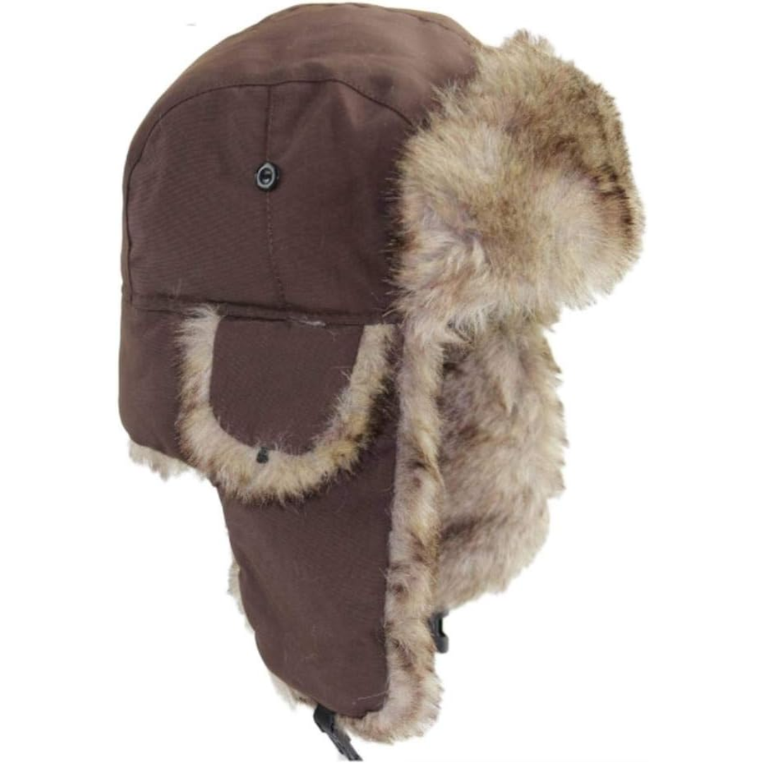 Trapper wintermuts met warme imitatiebontvoering, unisex model. Essentieel voor wintersport en outdoor.