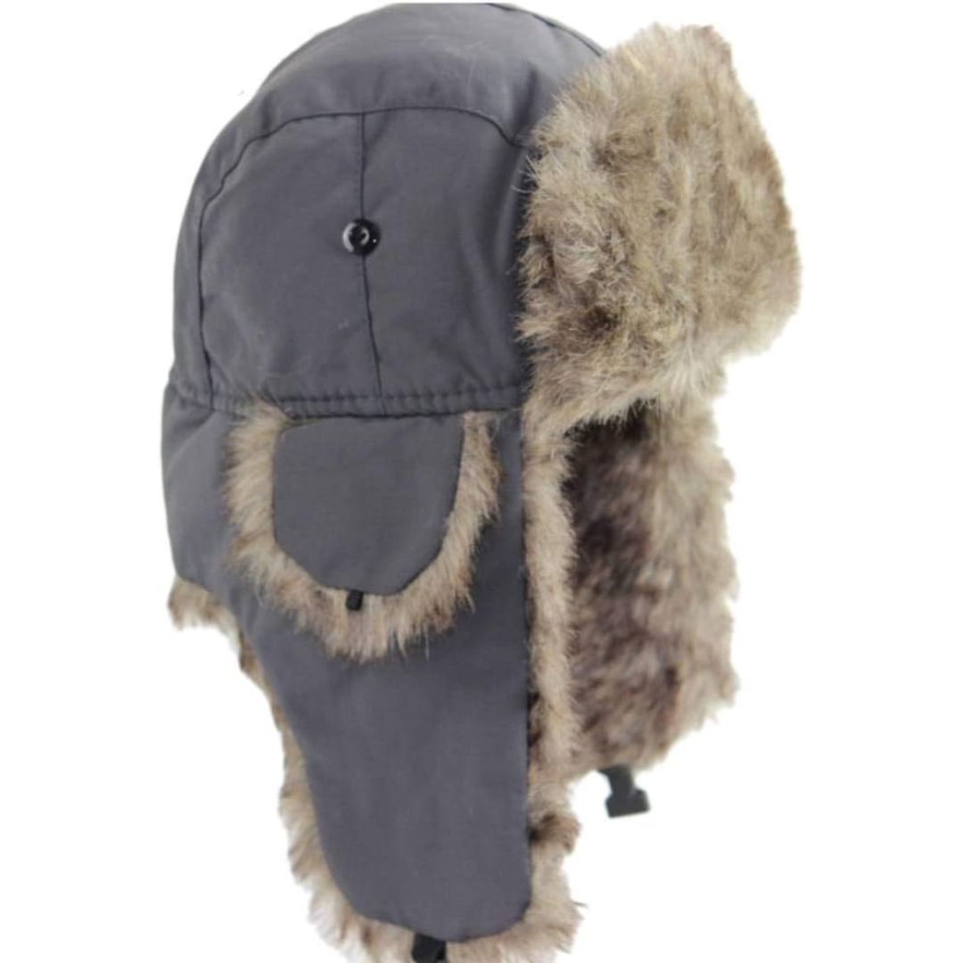 Warme unisex trapper wintermuts met zachte bontvoering. Ideale muts voor koude winterdagen en avonturiers.