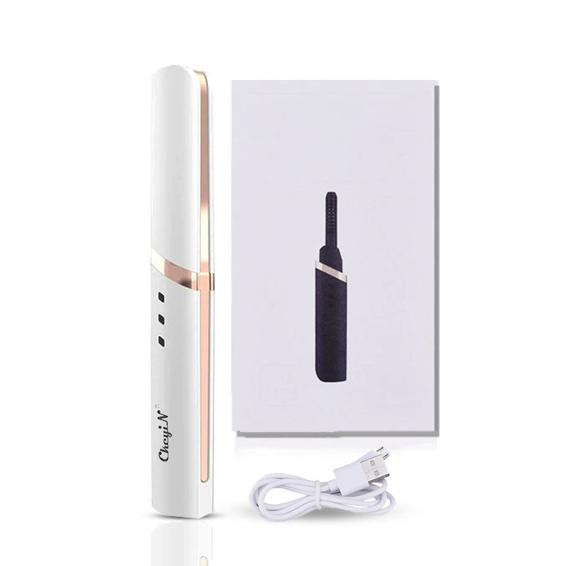 Ergonomische elektrische wimpertang; krult wimpers perfect en veilig, ideaal voor oogmake-up.