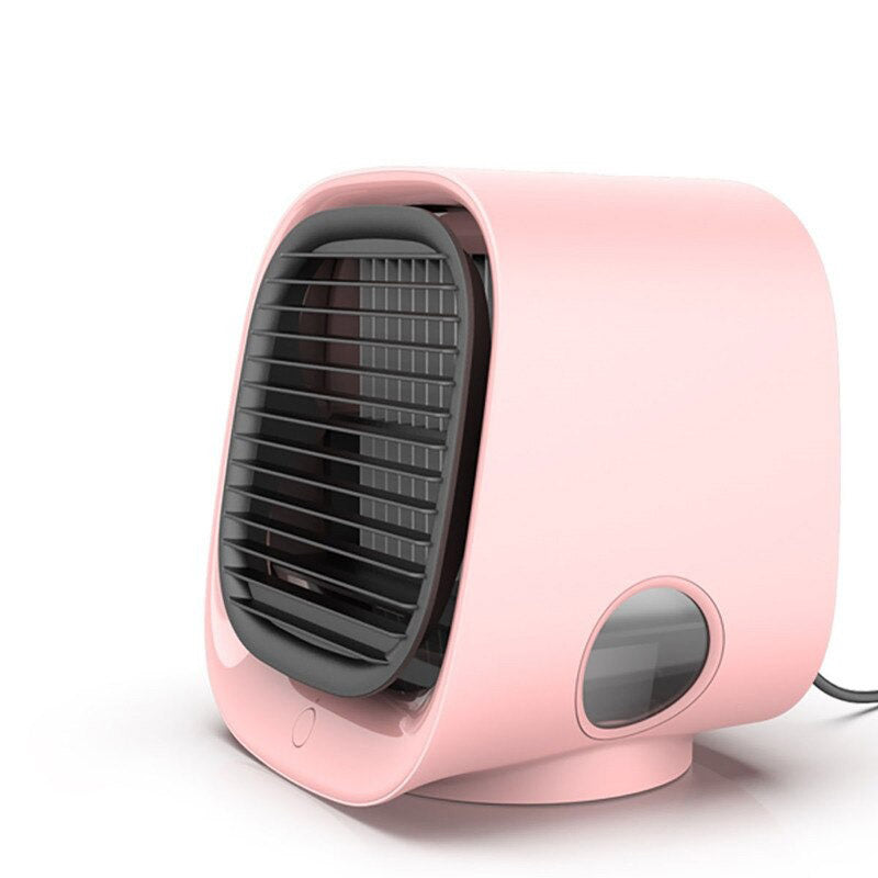 Kleine maar krachtige mini airco met bevochtiger, perfect voor persoonlijke verkoeling.