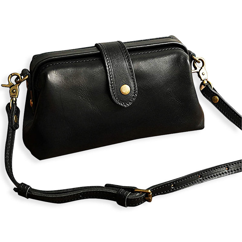 Dames compacte leren tas, ideaal als crossbody of schoudertas voor je essentials.