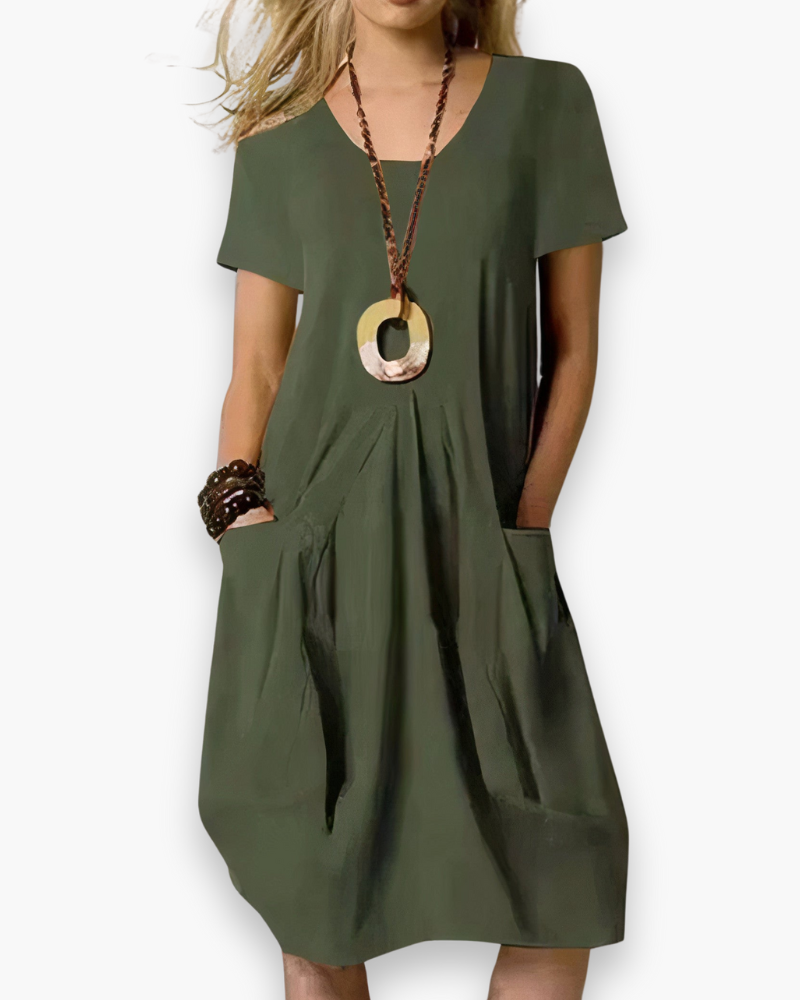 Losvallende zomerjurk voor dames, zeer comfortabel en elegant met handige zakken, perfect voor elke gelegenheid.