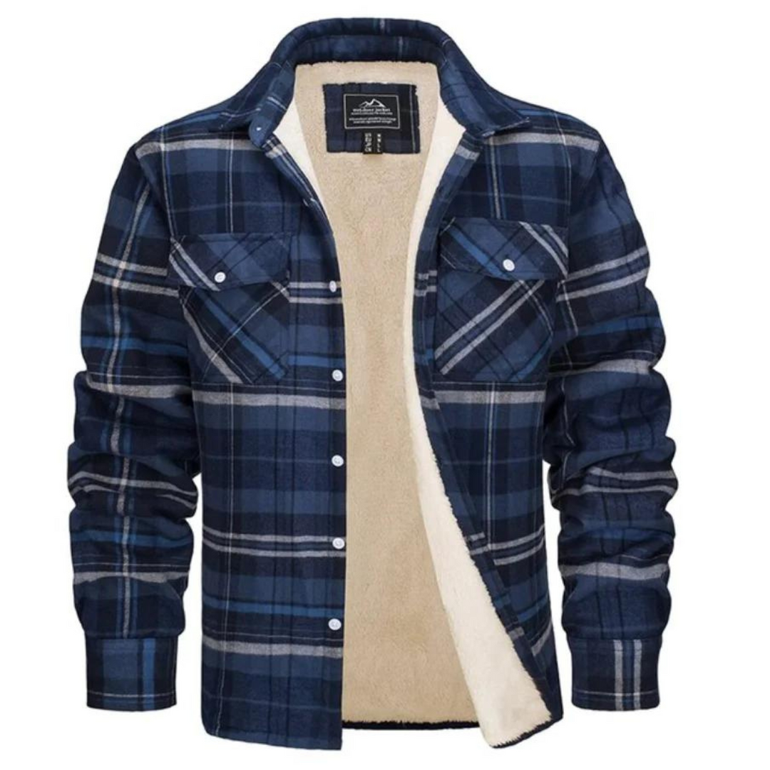 Duurzame geruite heren winterjas, gevoerd met zacht pluche voor maximale warmte en comfort.