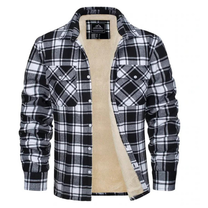 Casual geruite heren winterjas met pluche voering, mode en warmte voor dagelijks gebruik.