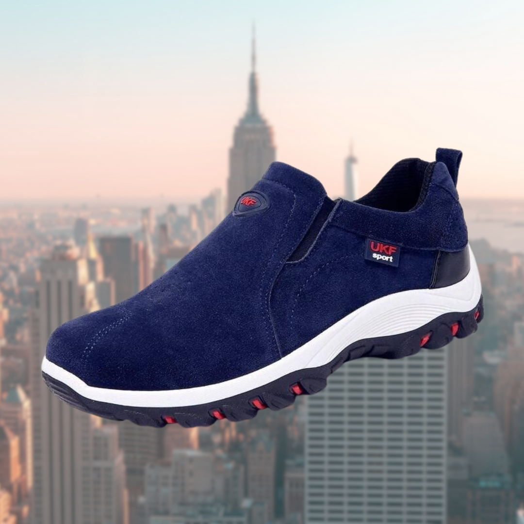 Duurzame heren buitenschoenen met instapfunctie, perfect voor wandelingen en dagelijkse activiteiten. Biedt veel comfort.
