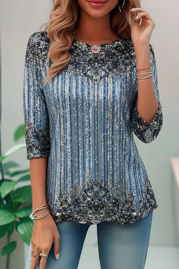 Glamoureuze feesttop voor dames, met schitterende pailletten, perfect voor avondkleding en speciale gelegenheden.