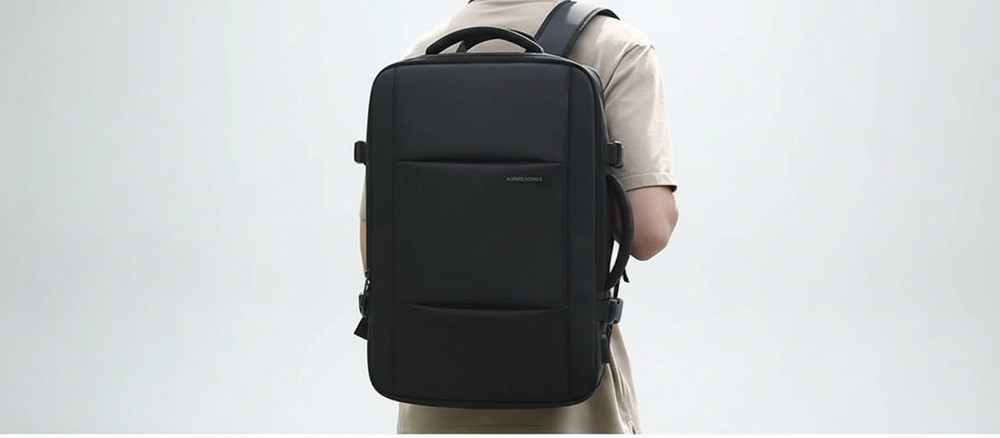 Zwarte CapacityPack laptoprugzak met USB-oplaadpoort. Ideaal voor school, werk en reizen, waterdicht en ruim.