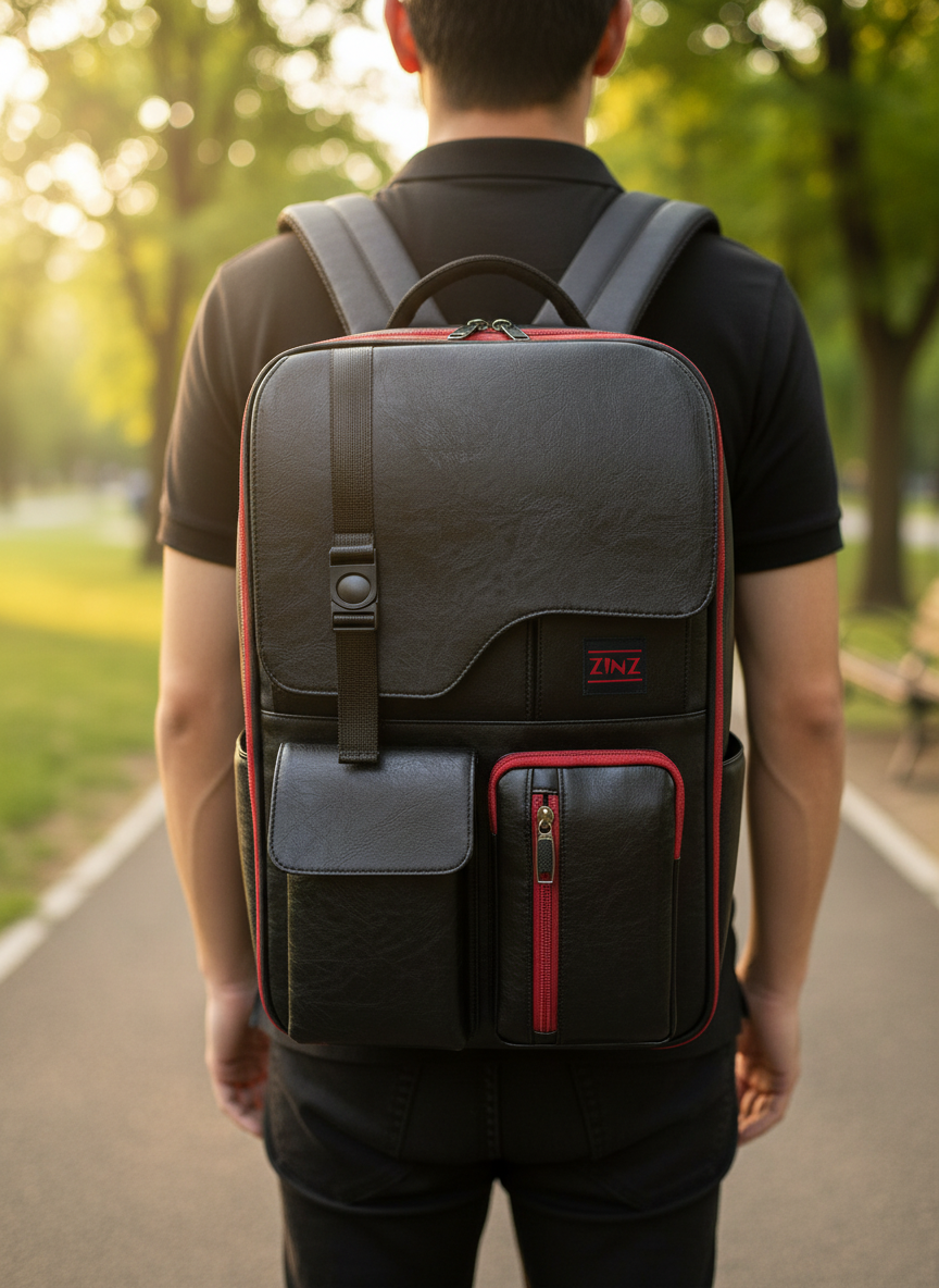Zwarte waterdichte unisex rugzak met laptopvak, ideaal voor reizen, werk en school. Modern en functioneel design.