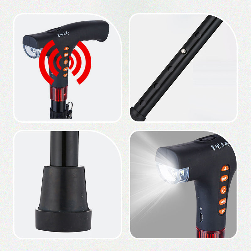 Ergonomische aluminium wandelstok voor ouderen. Biedt stabiele ondersteuning en comfortabele grip tijdens lopen.