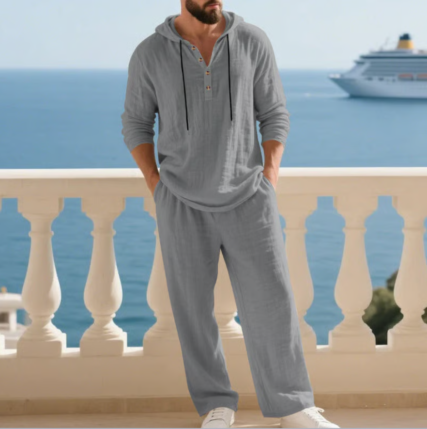 Stijlvolle heren 2-delige set: comfortabel T-shirt en korte broek voor een complete casual zomeroutfit.