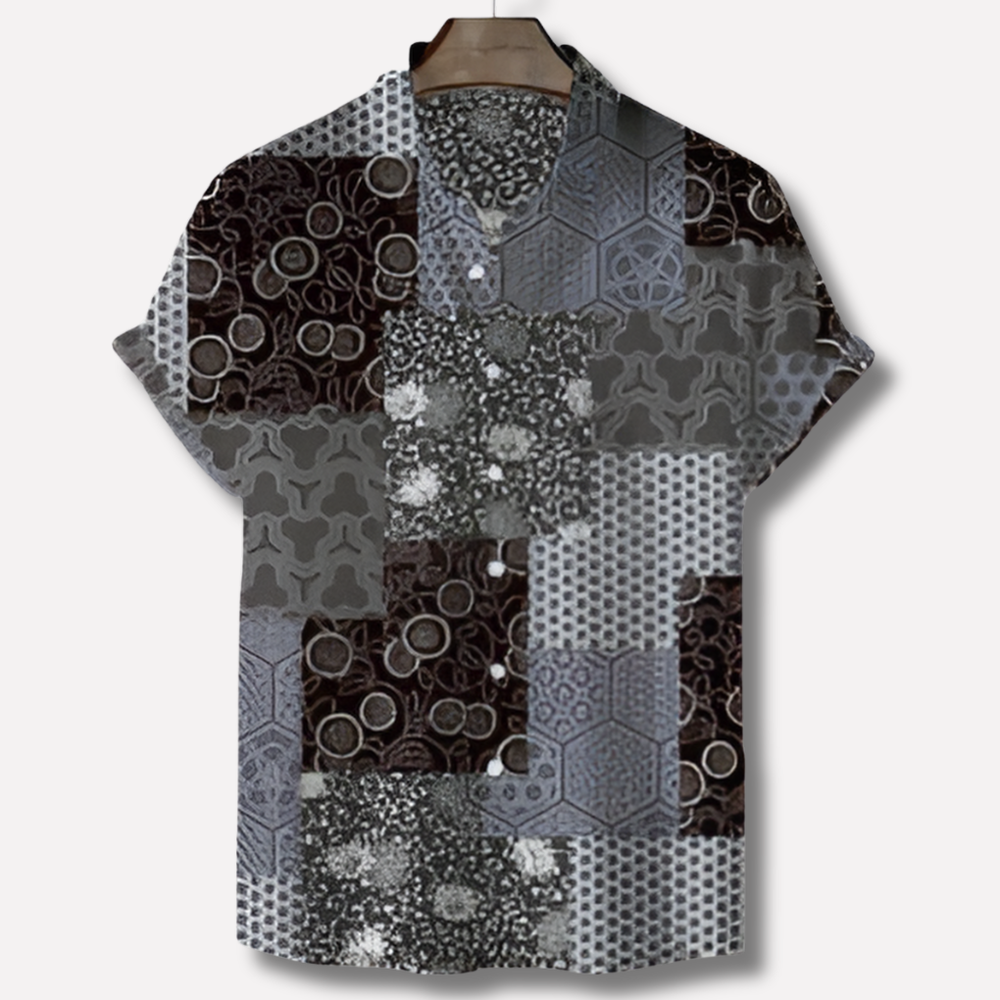 Stijlvol heren print shirt met ronde hals en korte mouwen, in een comfortabele regular fit voor herenmode.