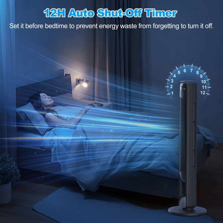 Stijlvolle bladloze ventilator met timerfunctie; moderne verkoeling voor kantoor en huis.