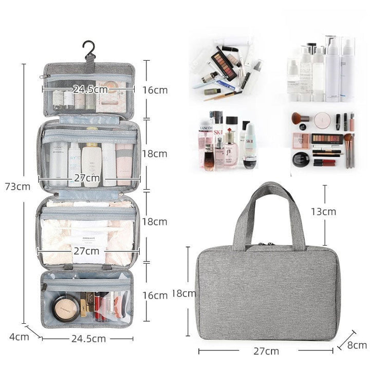 Zwarte waterdichte polyester toilettas van SANDSBERGORIGINALS, duurzaam en compact voor dames en heren reisaccessoires.