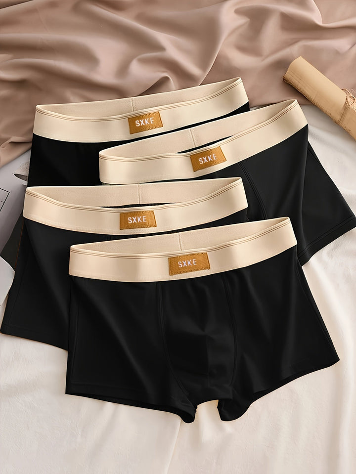 Effen heren boxershorts, 4-pack ondergoed met stretch voor comfort. Dagelijkse basis herenkleding met perfecte slanke pasvorm.