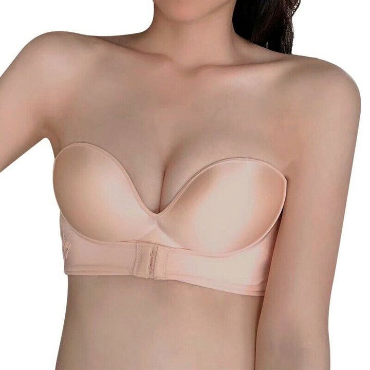 Dames strapless push-up bh met voorsluiting voor perfecte pasvorm. Onzichtbare lingerie.