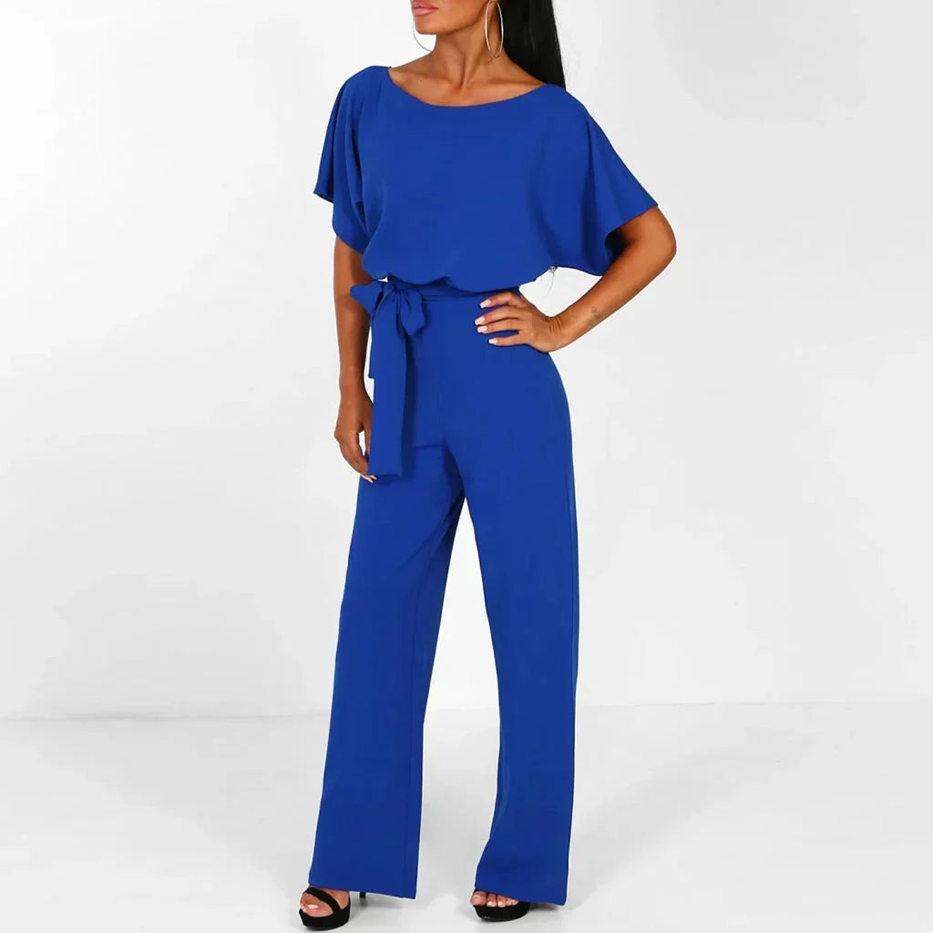 Chique dames jumpsuit voor lente/herfst, elegant met wijde pijpen. Een comfortabel eendelig mode-item.