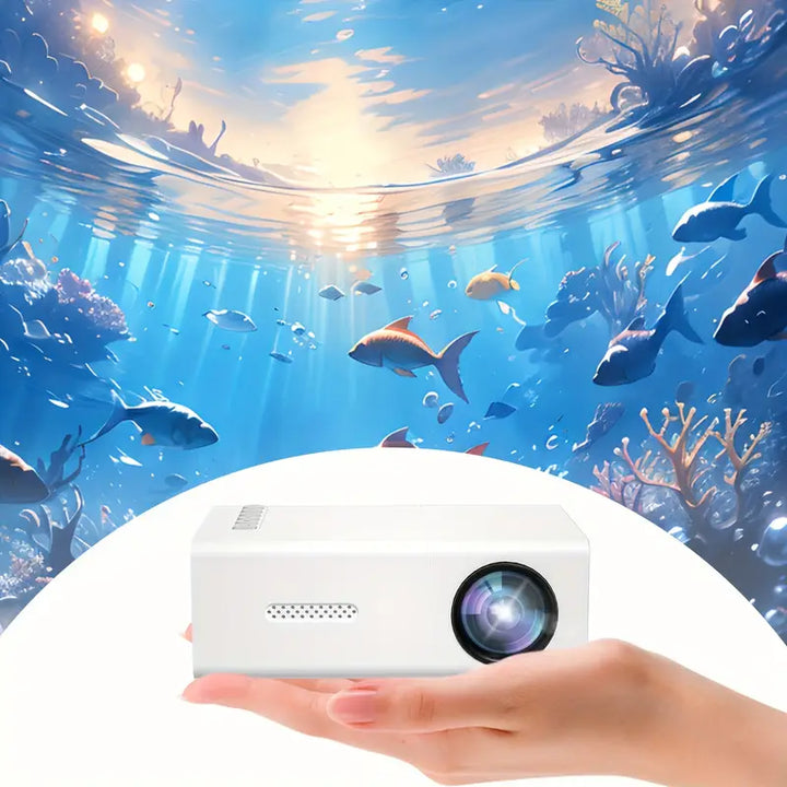 Handzame mini beamer, perfect voor onderweg. Compact ontwerp maakt deze draagbare projector ideaal voor reizen.