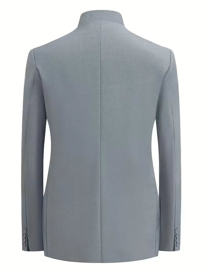 Chique slim fit heren colbert met mandarijnkraag en lange mouwen, voor speciale evenementen.