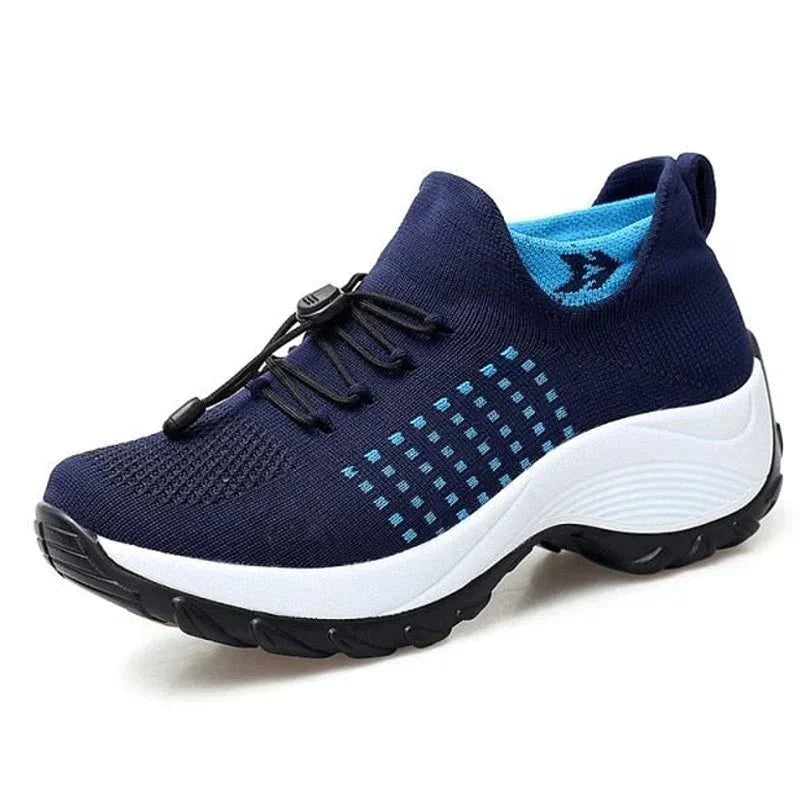 Paarse dames sneakers, orthopedisch en ademend, voor comfort en stijl bij hallux valgus.