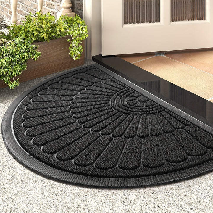 Halfronde rubber deurmat voor buiten, robuust & antislip, ideaal voor elke entree.
