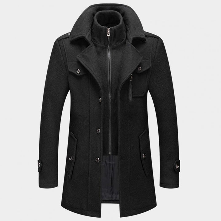 Lange, comfortabele heren winterjas in een stijlvol design. Warme buitenkleding voor de moderne man.