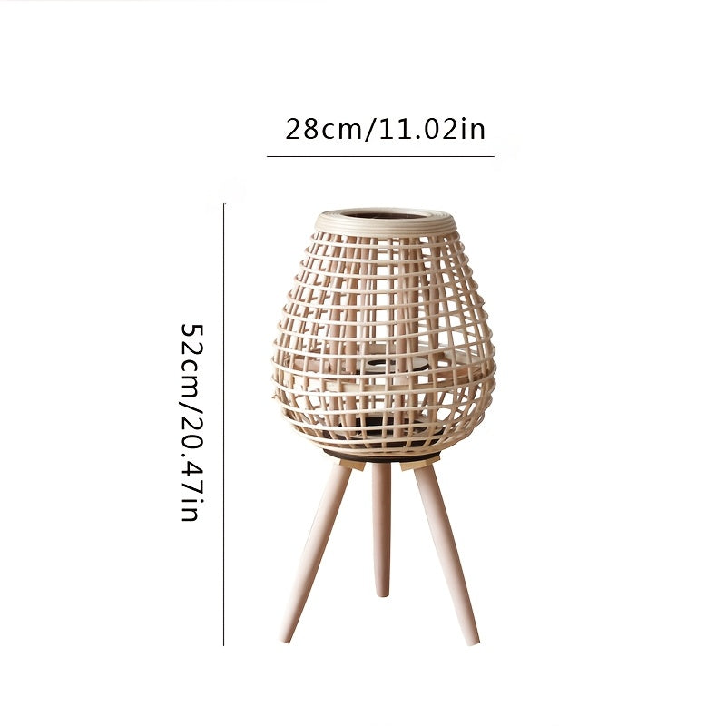 Veelzijdige handgeweven rotan lantaarn, boho sfeerlicht en kaarsenhouder. Geschikt voor binnen & buiten.