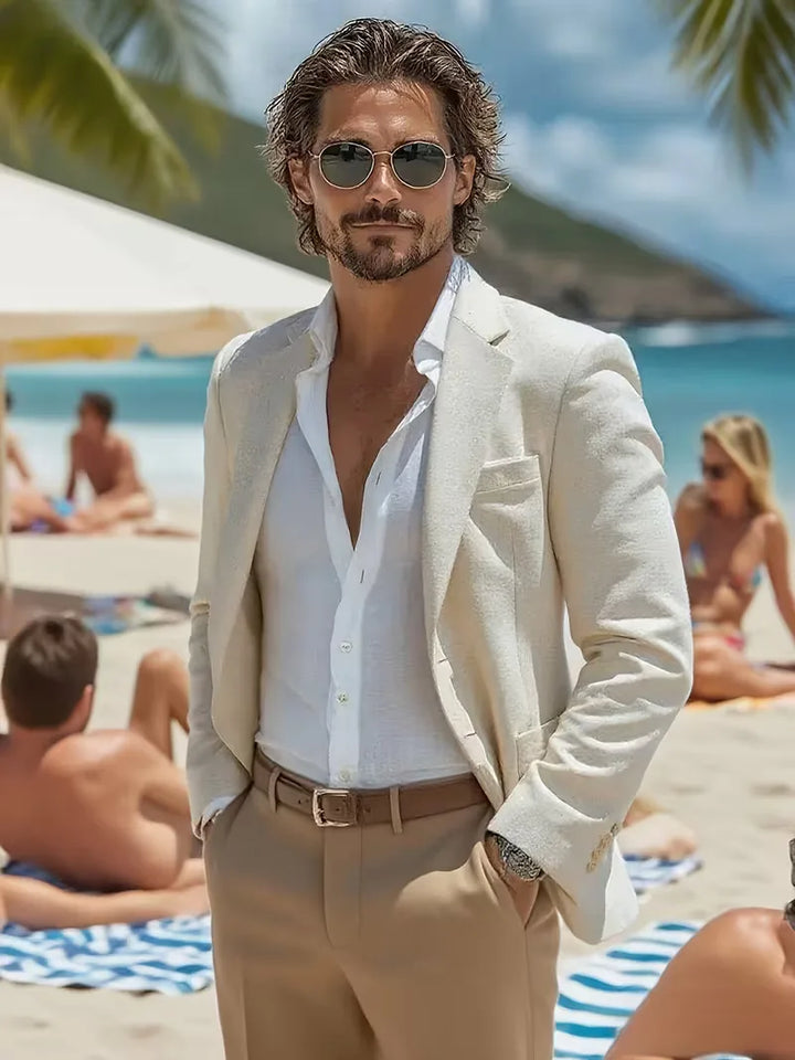 Comfortabele smart-casual heren blazer met V-hals en knoopsluiting, ideaal voor elke gelegenheid.