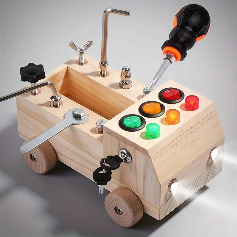 Montessori activiteitenbord hout voor kinderen, stimuleert fijne motoriek & ontwikkeling peuters/kleuters.