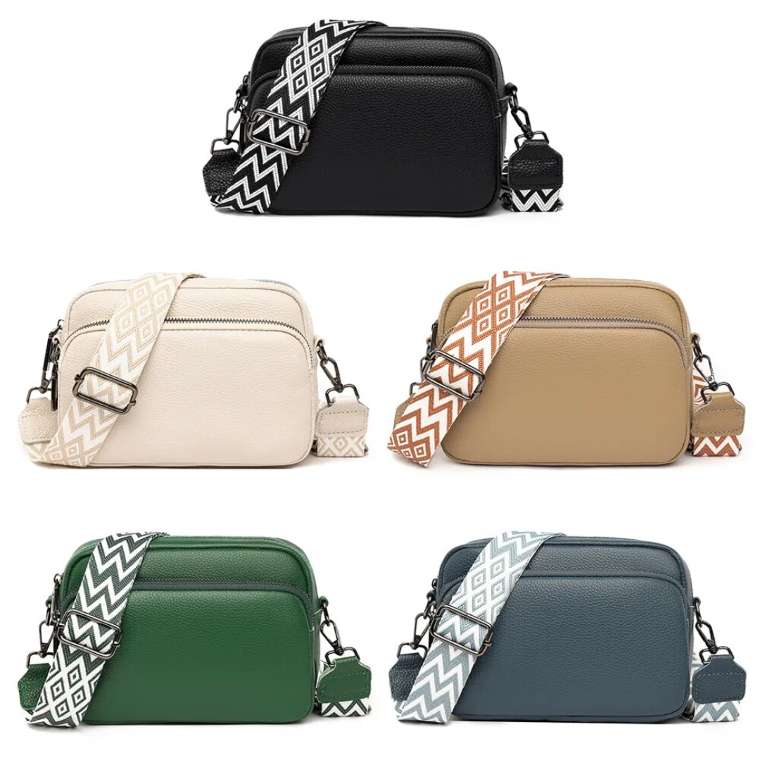 Veelzijdige dames tas van echt leer, te gebruiken als crossbody en messenger.