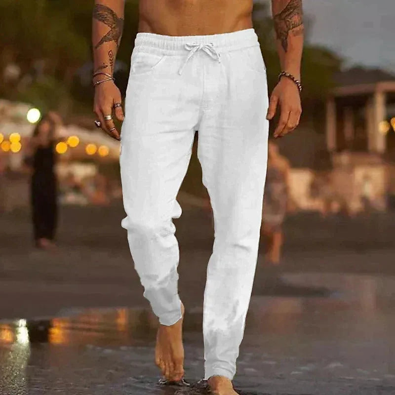 Heren comfortabele zomer joggers met trekkoord taille, ideaal voor sport of relaxen in de zomer.