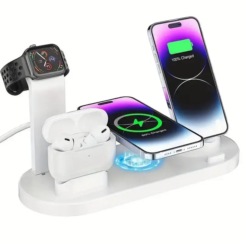 Chargix wit draadloos oplaadstation, houdt bureau netjes. Oplader voor Apple iPhone, Watch, AirPods.