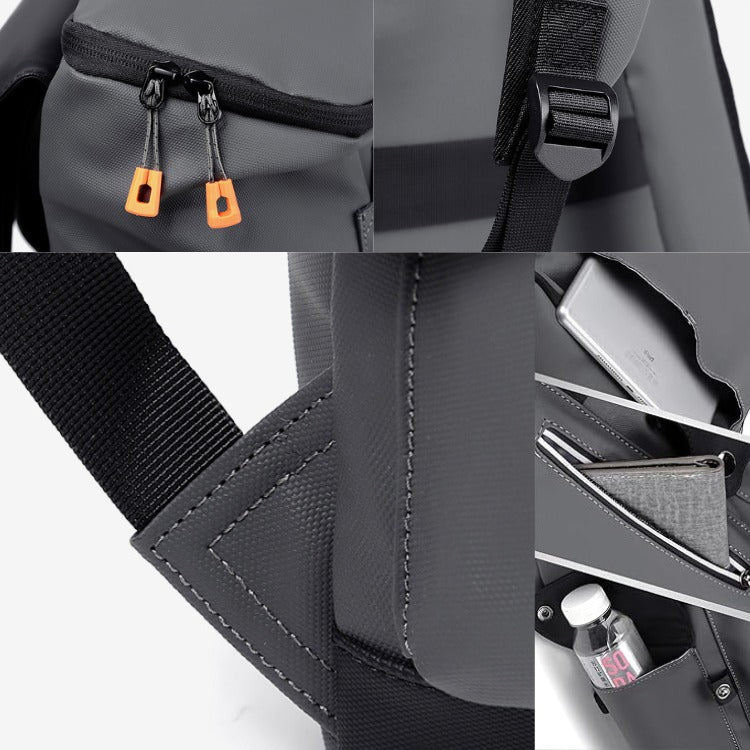 Compacte waterdichte reistas/dagrugzak met USB-poort, ideaal voor korte trips en dagelijks gebruik.