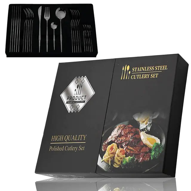 Luxe Aurinox bestekset 24-delig, RVS zilverkleurig, voor een moderne keuken en eettafel.