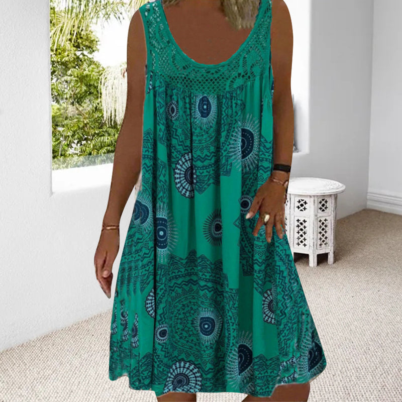 Elegante mouwloze zomerjurk Miranda, luchtig model voor dames, comfortabel en stijlvol in de zomer.