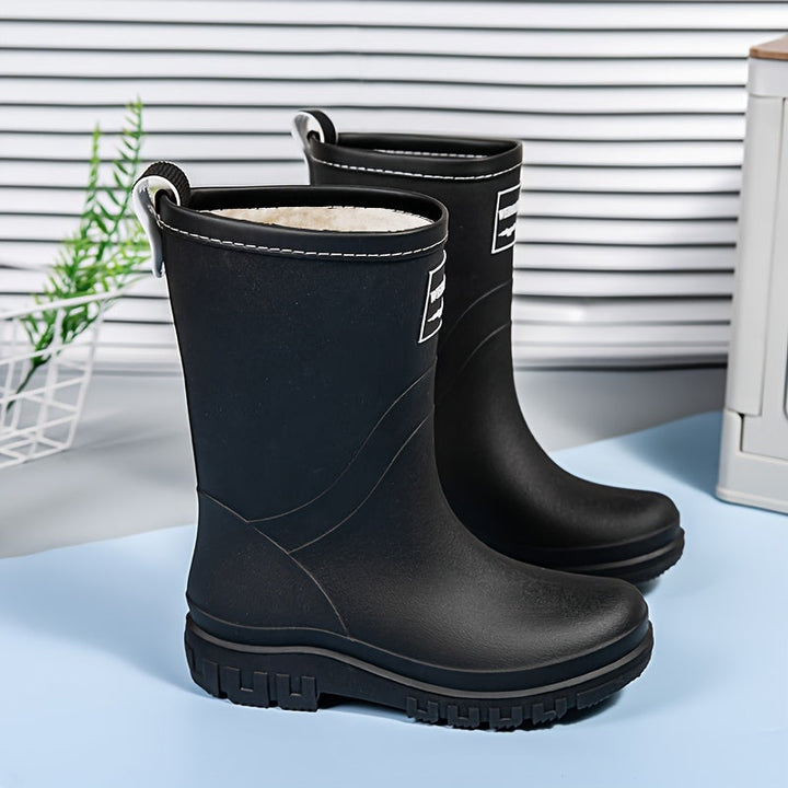 Warme rubberen dameslaarzen, waterdicht en met zachte fleece voering, perfect voor regenweer.