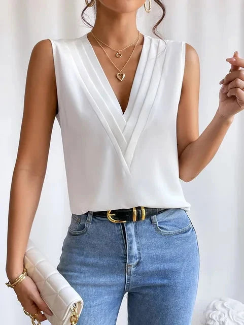 Comfortabele dames blouse met V-hals, ideaal voor casual en formele look.