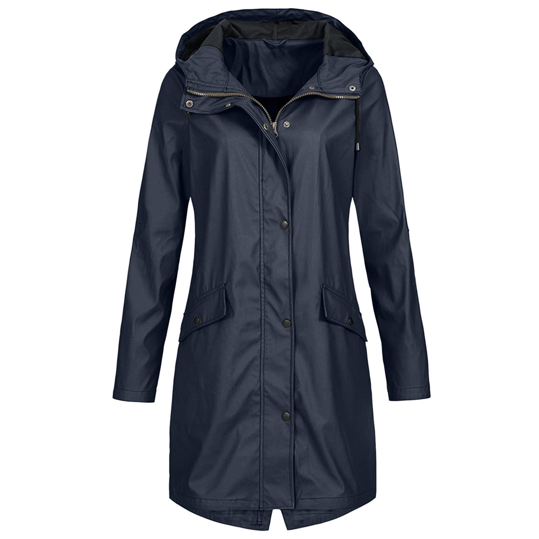 Stijlvolle dames regenjas met capuchon, waterdicht en comfortabel voor elk weertype.