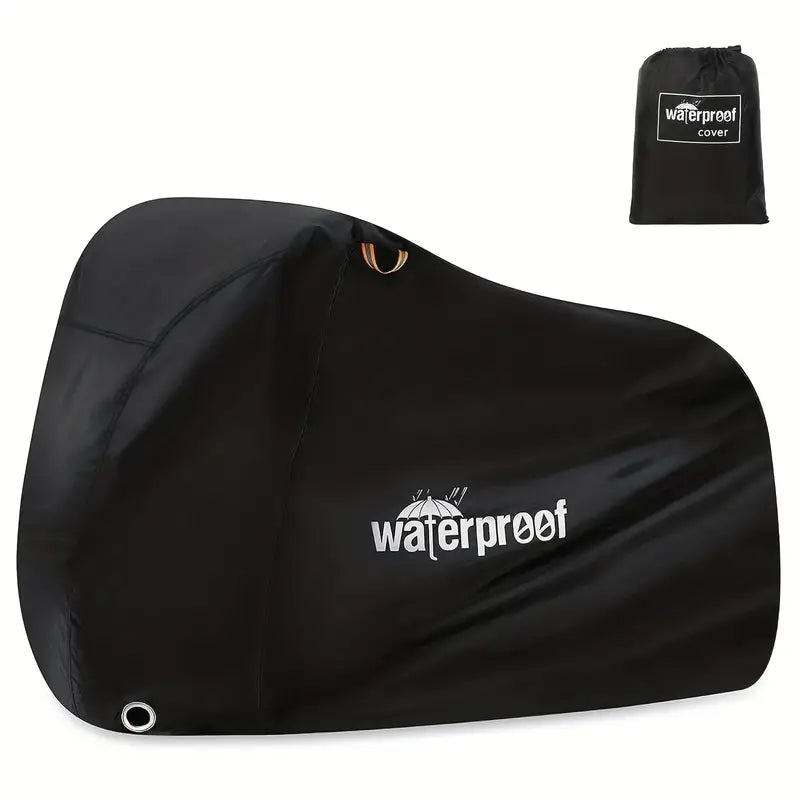 Zwarte waterdichte universele beschermhoes voor motor en fiets, biedt weerbescherming buiten.