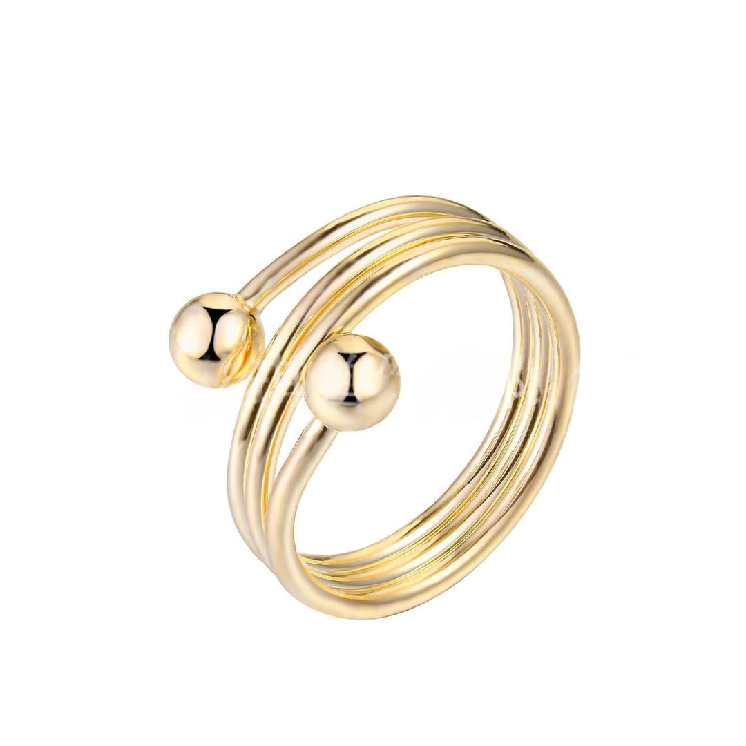 Luxe bolvormige koperen ring, verstelbaar voor dames. Een elegant sieraad dat comfort en stijl combineert.