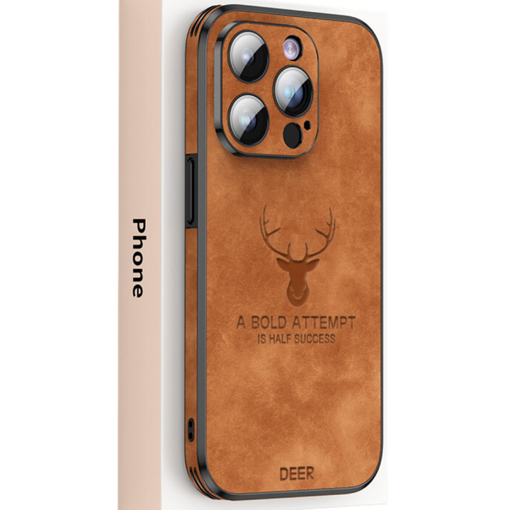 Trendy leren cover voor iPhone, compact, stijlvol en met betrouwbare bescherming.